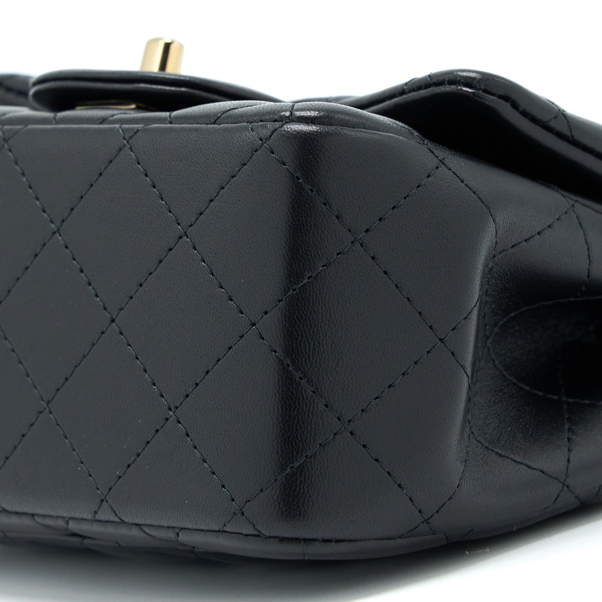 CHANEL MINI SQUARE FLAP BAG LAMBSKIN BLACK LGHW (MICROCHIP)