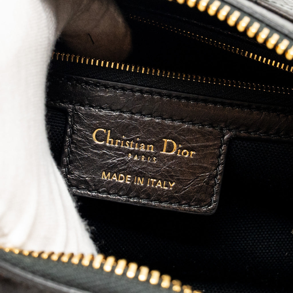 DIOR SMALL D-JOURNEY BAG CRINKLED CALFSKIN BLACK GHW