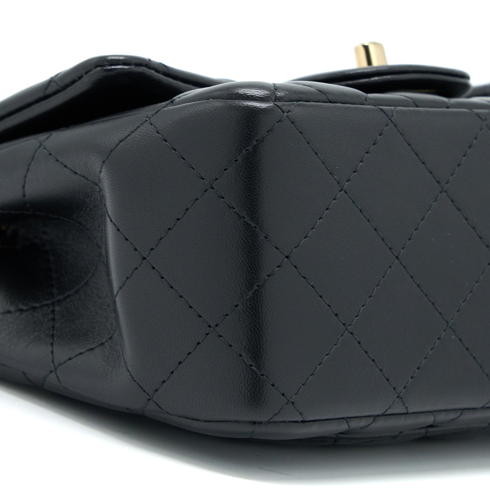 CHANEL MINI SQUARE FLAP BAG LAMBSKIN BLACK LGHW (MICROCHIP)