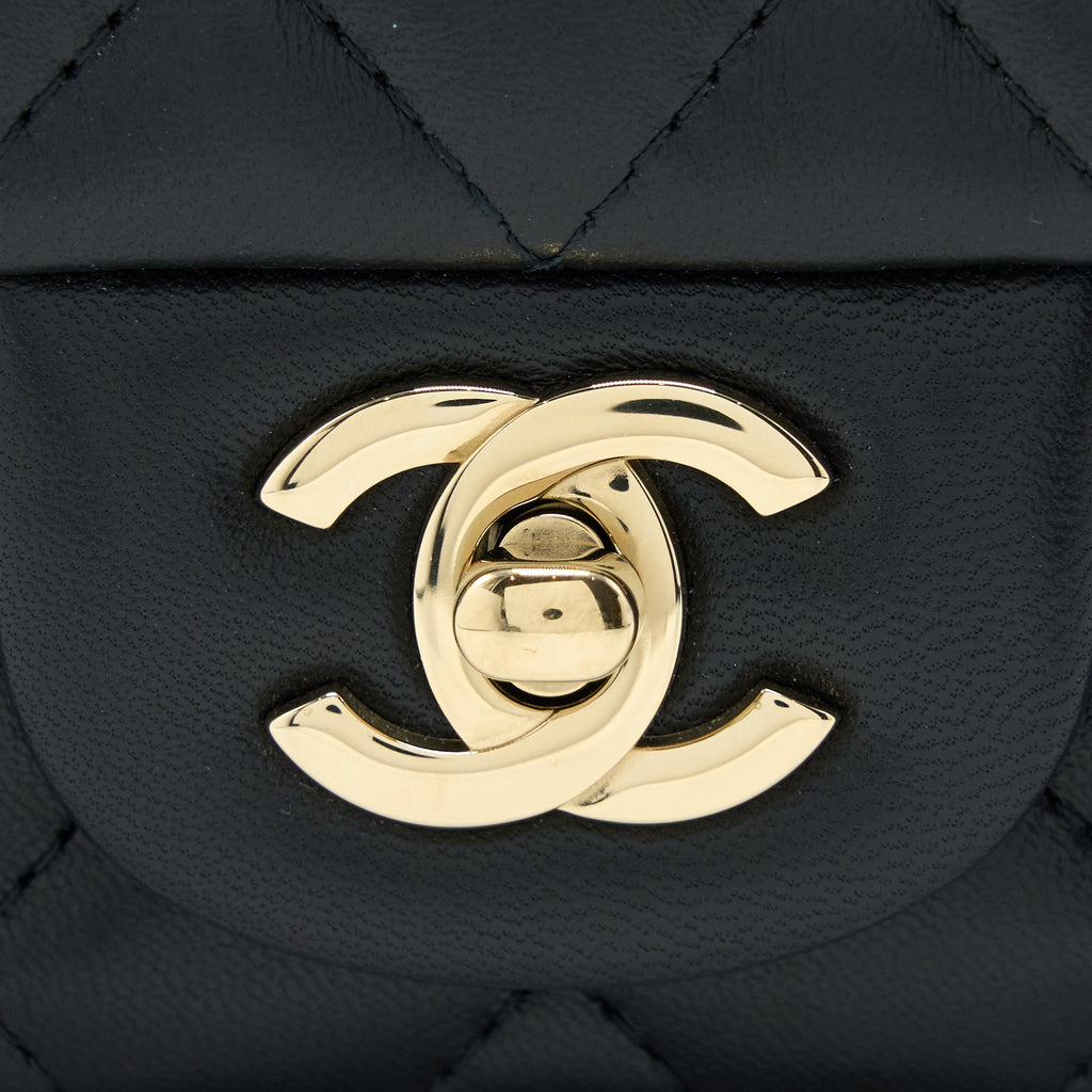 CHANEL MINI SQUARE FLAP BAG LAMBSKIN BLACK LGHW (MICROCHIP)