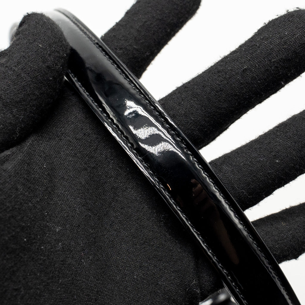 SAINT LAURENT/YSL LE 5 A 7 QUILTED SHOULDER BAG PATENT BLACK GHW