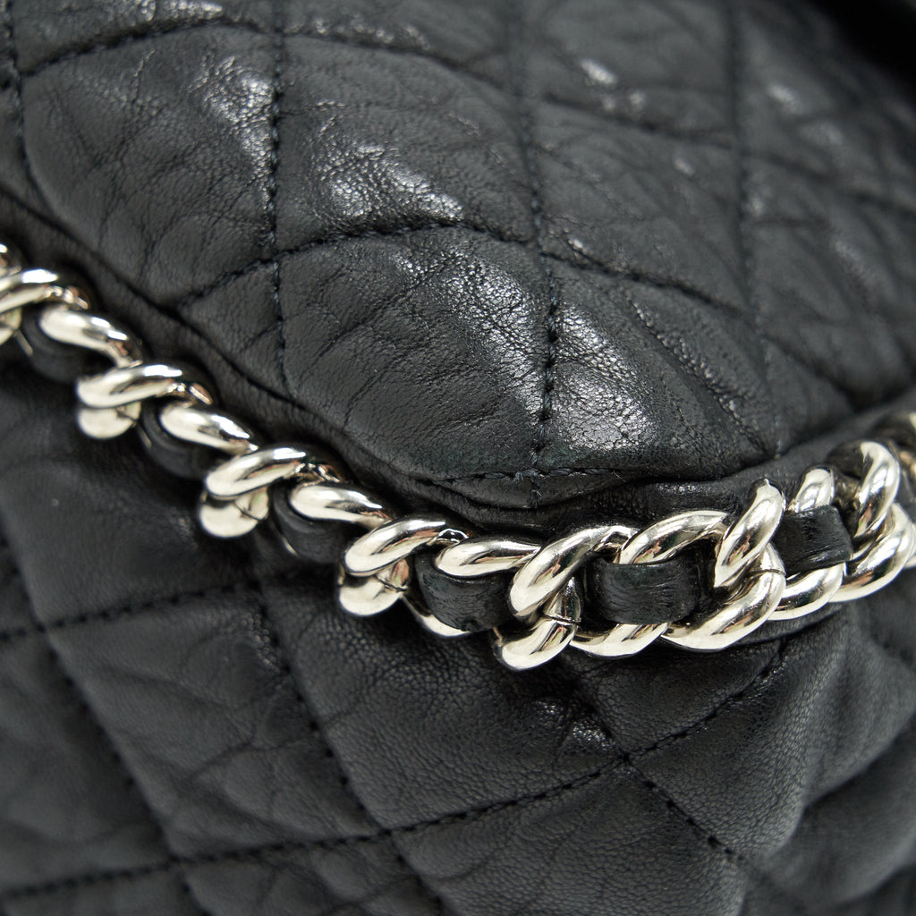 CHANEL QUILTED LEATHER CHAIN AROUND MAXI BLACK RUTHENIUM HARDWARE