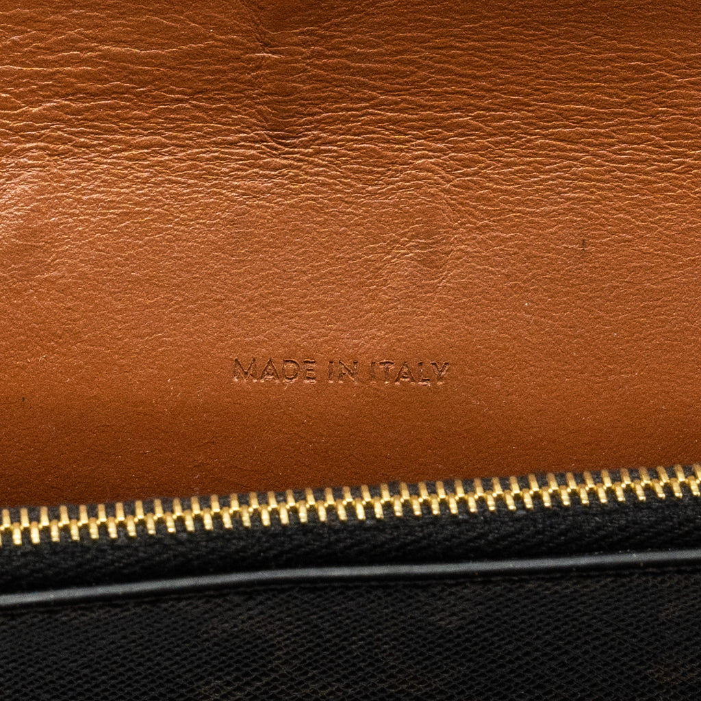 CELINE WALLET ON STRAP TRIOMPHE CANVAS/SMOOTH LAMBSKIN TAN GHW