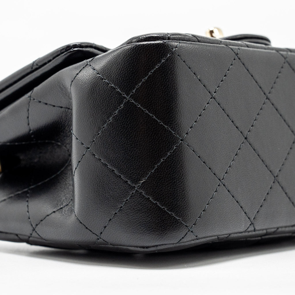 CHANEL MINI SQUARE FLAP BAG LAMBSKIN BLACK LGHW (MICROCHIP)