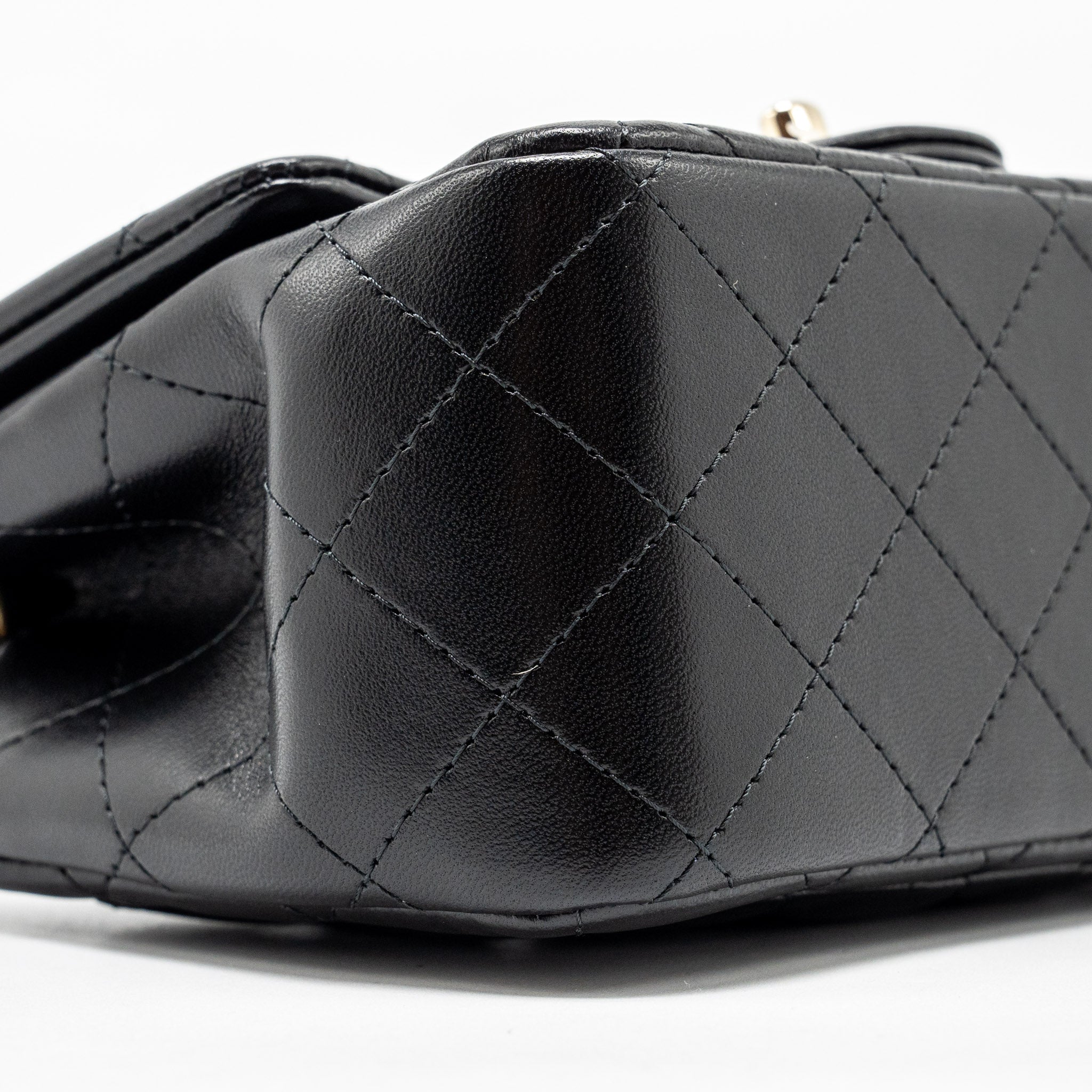 CHANEL MINI SQUARE FLAP BAG LAMBSKIN BLACK LGHW (MICROCHIP)