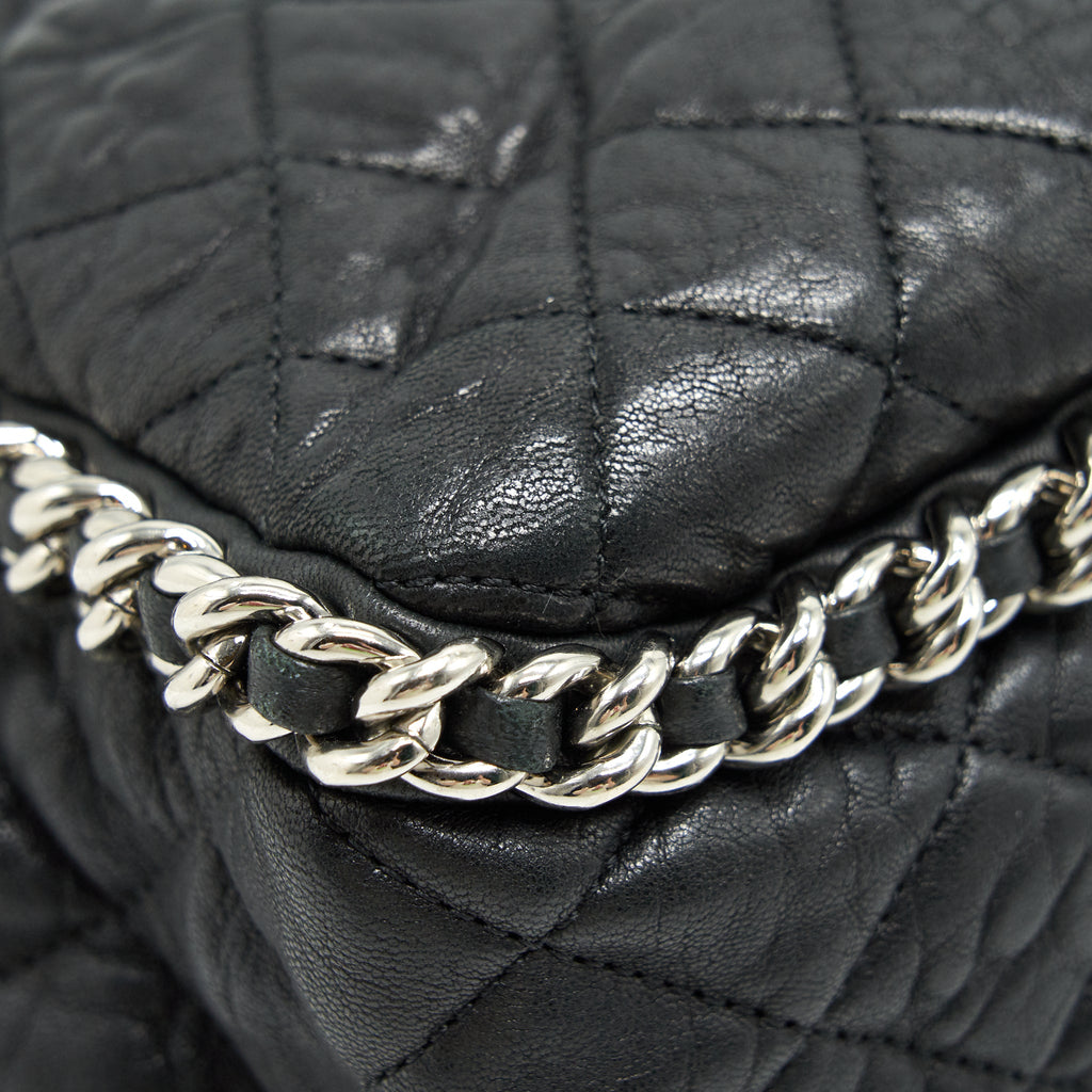 CHANEL QUILTED LEATHER WITH CHAIN SHOULDER BAG XL BLACK SHW