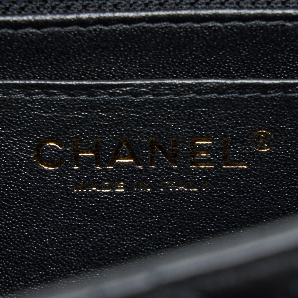 CHANEL MINI SQUARE FLAP BAG LAMBSKIN BLACK LGHW (MICROCHIP)