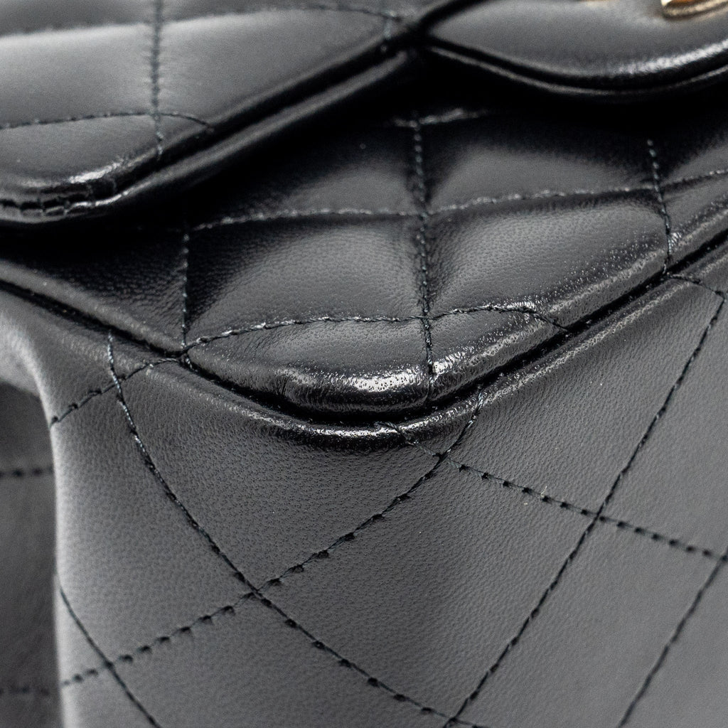 CHANEL MINI SQUARE FLAP BAG LAMBSKIN BLACK LGHW (MICROCHIP)