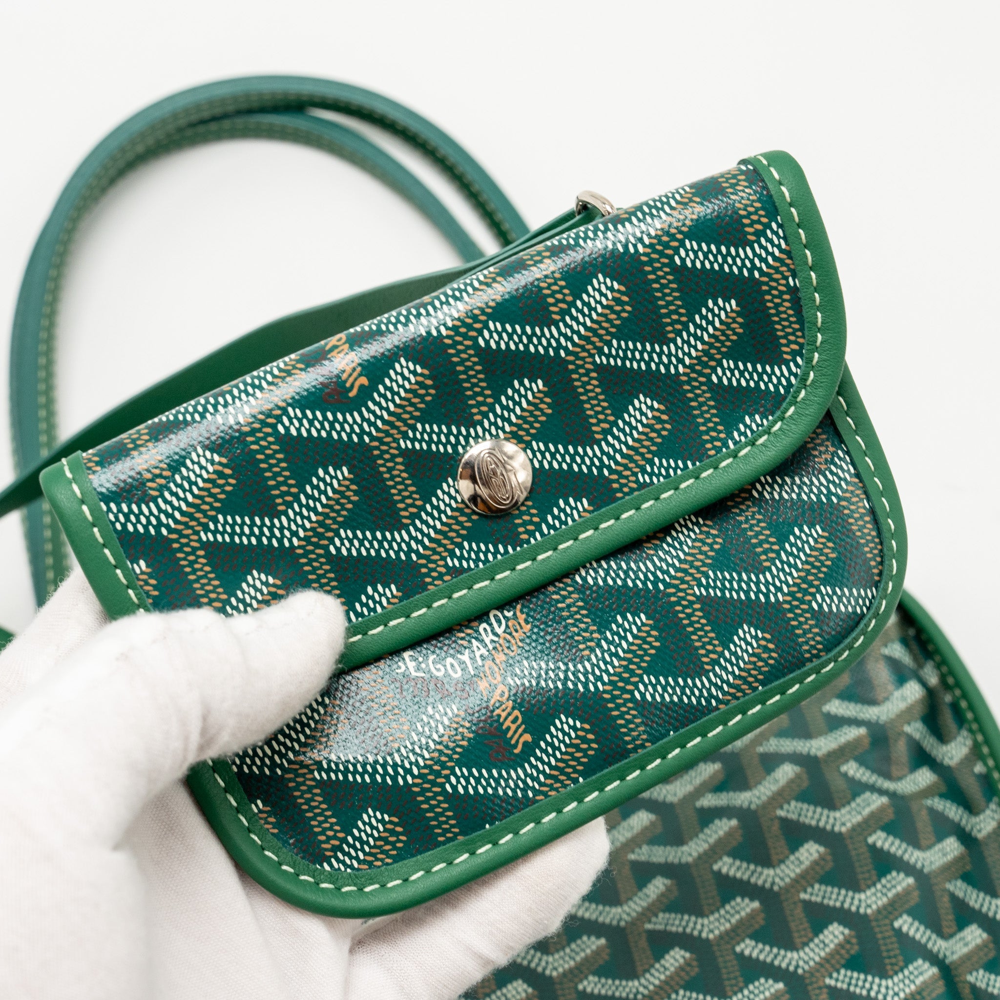 GOYARD MINI ANJOU TOTE BAG GOYARDLINE CANVAS GREEN SHW