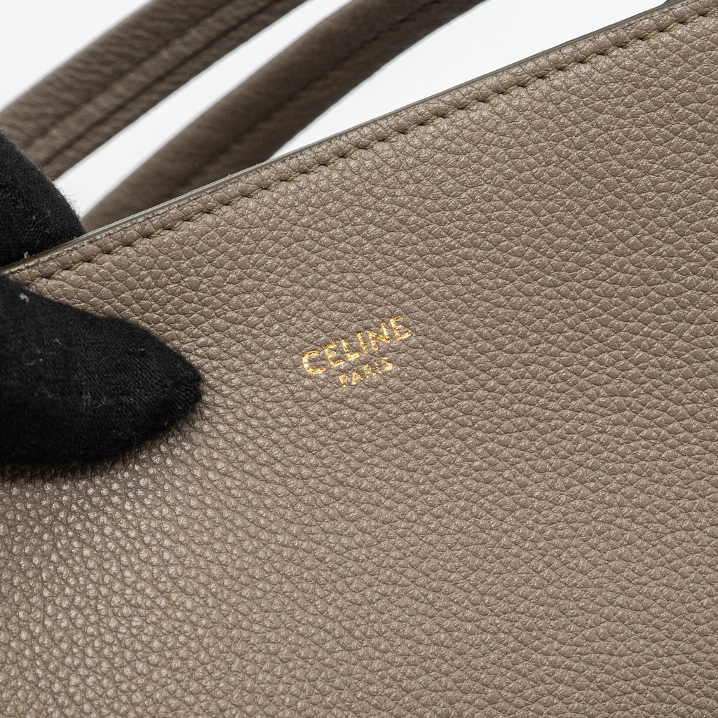 CELINE SMALL CABAS PHANTOM BAG GRAINED CALFSKIN TAUPE GHW