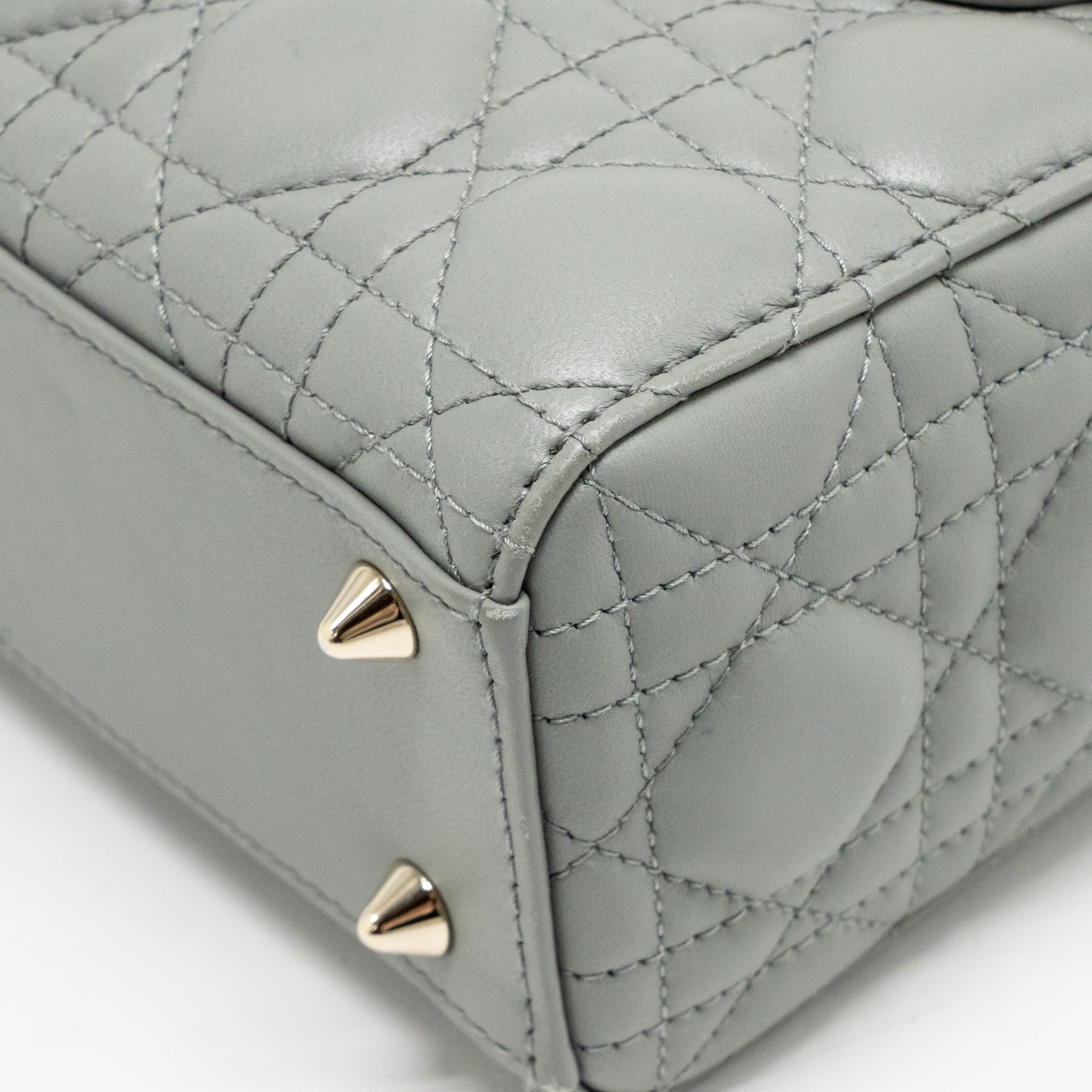 DIOR SMALL LADY DIOR MY ABCDIOR BAG LAMBSKIN GREY STONE LGHW