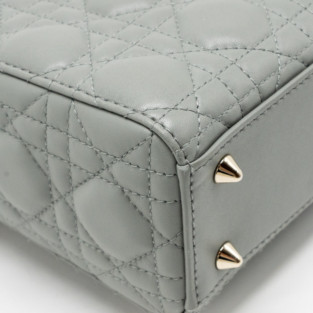 DIOR SMALL LADY DIOR MY ABCDIOR BAG LAMBSKIN GREY STONE LGHW
