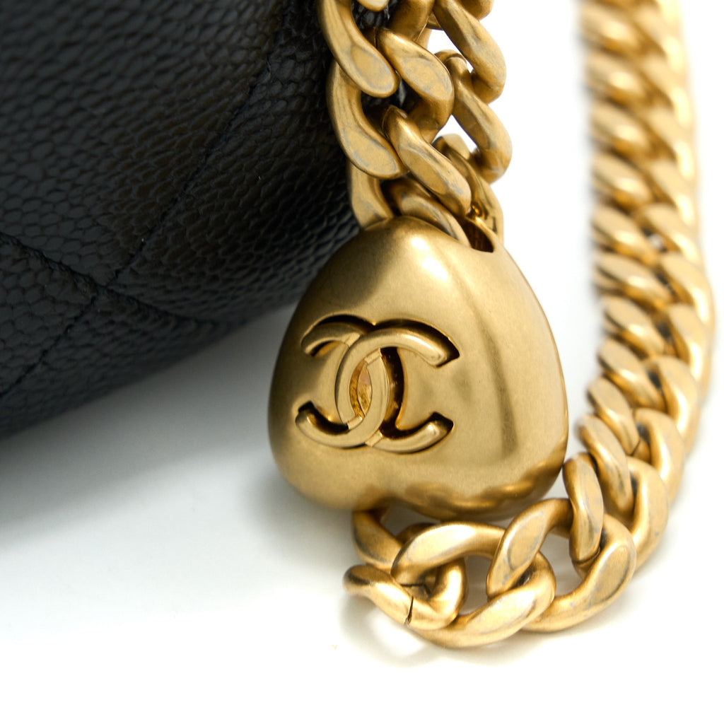 CHANEL 23P COCO LOVE FLAP BAG CAVIAR BLACK GHW (MICROCHIP)