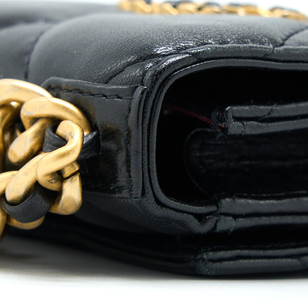 CHANEL 19 PHONE POUCH WITH CHAIN LAMBSKIN BLACK MULTICOLOUR HARDWARE