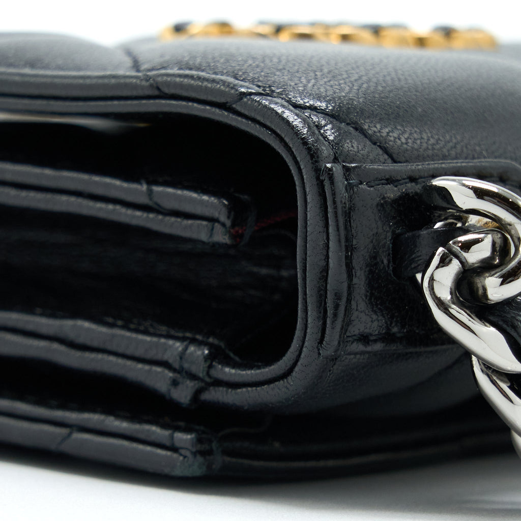 CHANEL 19 PHONE POUCH WITH CHAIN LAMBSKIN BLACK MULTICOLOUR HARDWARE