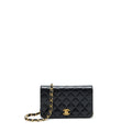CHANEL VINTAGE QUILTED MINI FLAP BAG WITH CHAIN LAMBSKIN BLACK GHW