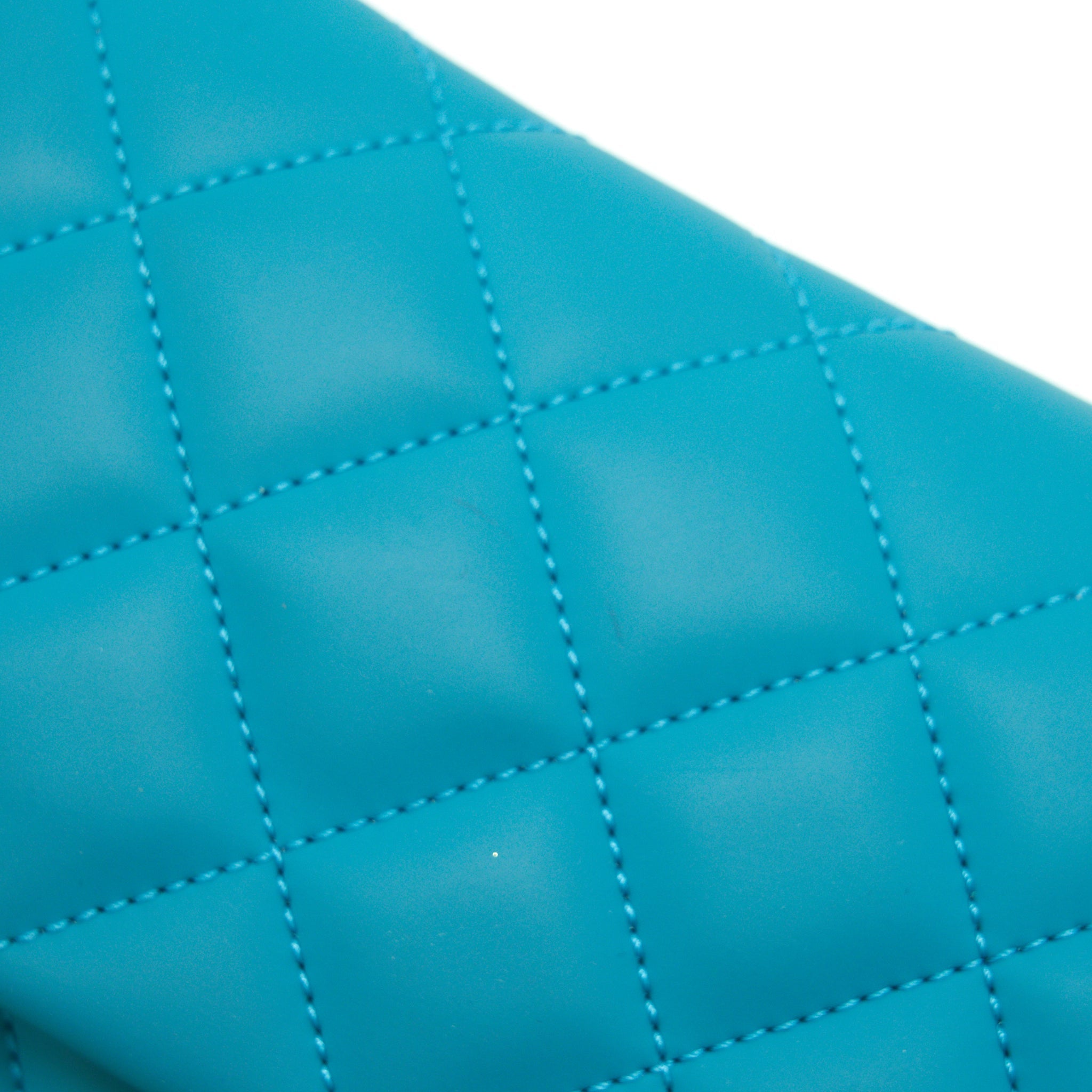 CHANEL QUILTED RUBBERIZED LAMBSKIN COCO RAIN CAMERA BAG BLUE SHW