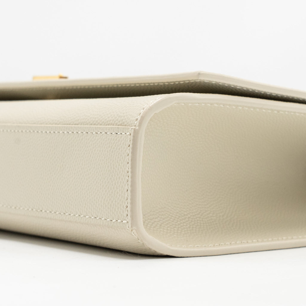 SAINT LAURENT/YSL MEDIUM KATE BAG GRAINED CALFSKIN WHITE GHW