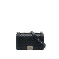 CHANEL MEDIUM BOY CHANEL HANDBAG BLACK RUTHENIUM HARDWARE