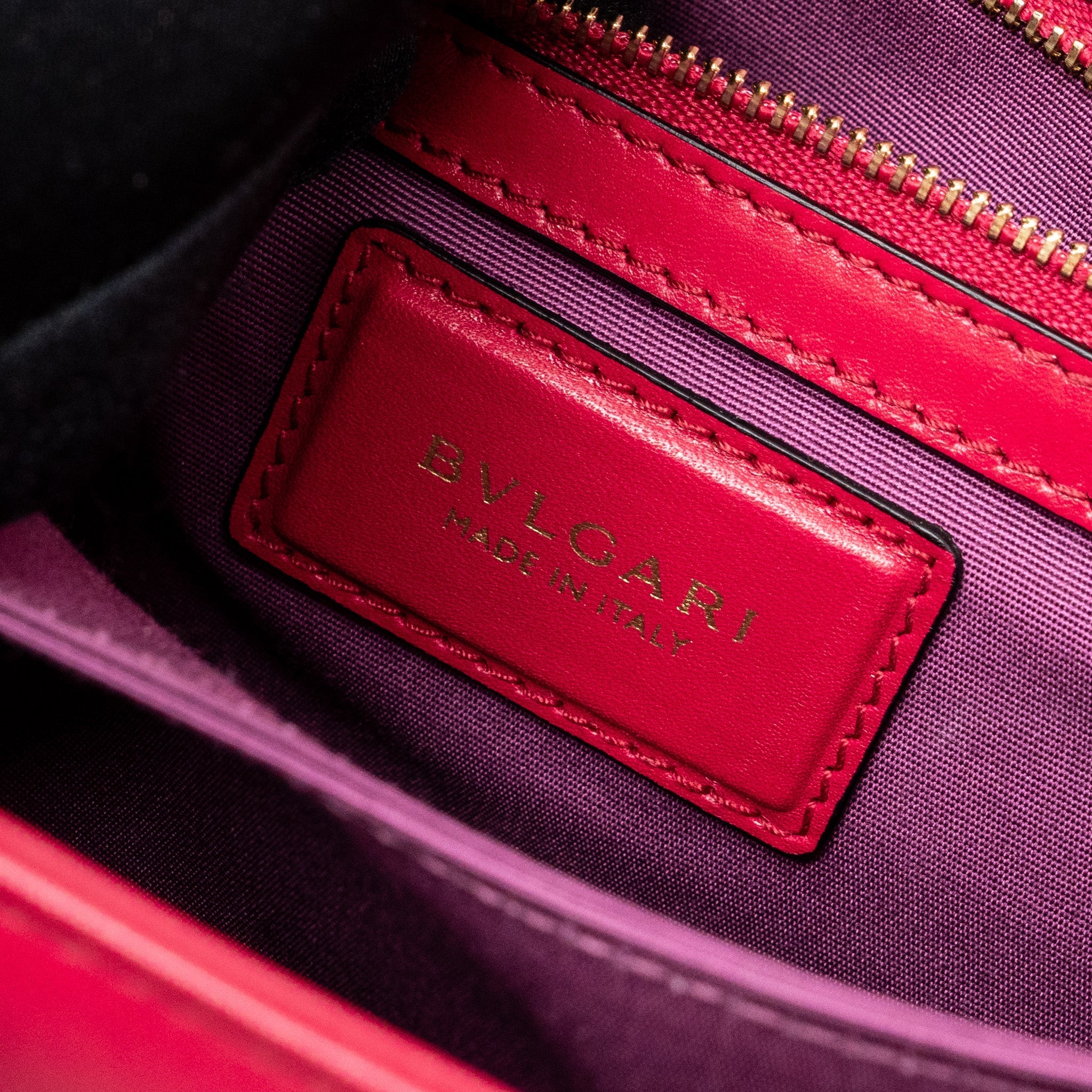 BVLGARI TOP HANDLE SERPENTI FLAP BAG CALFSKIN DARK PINK LGHW