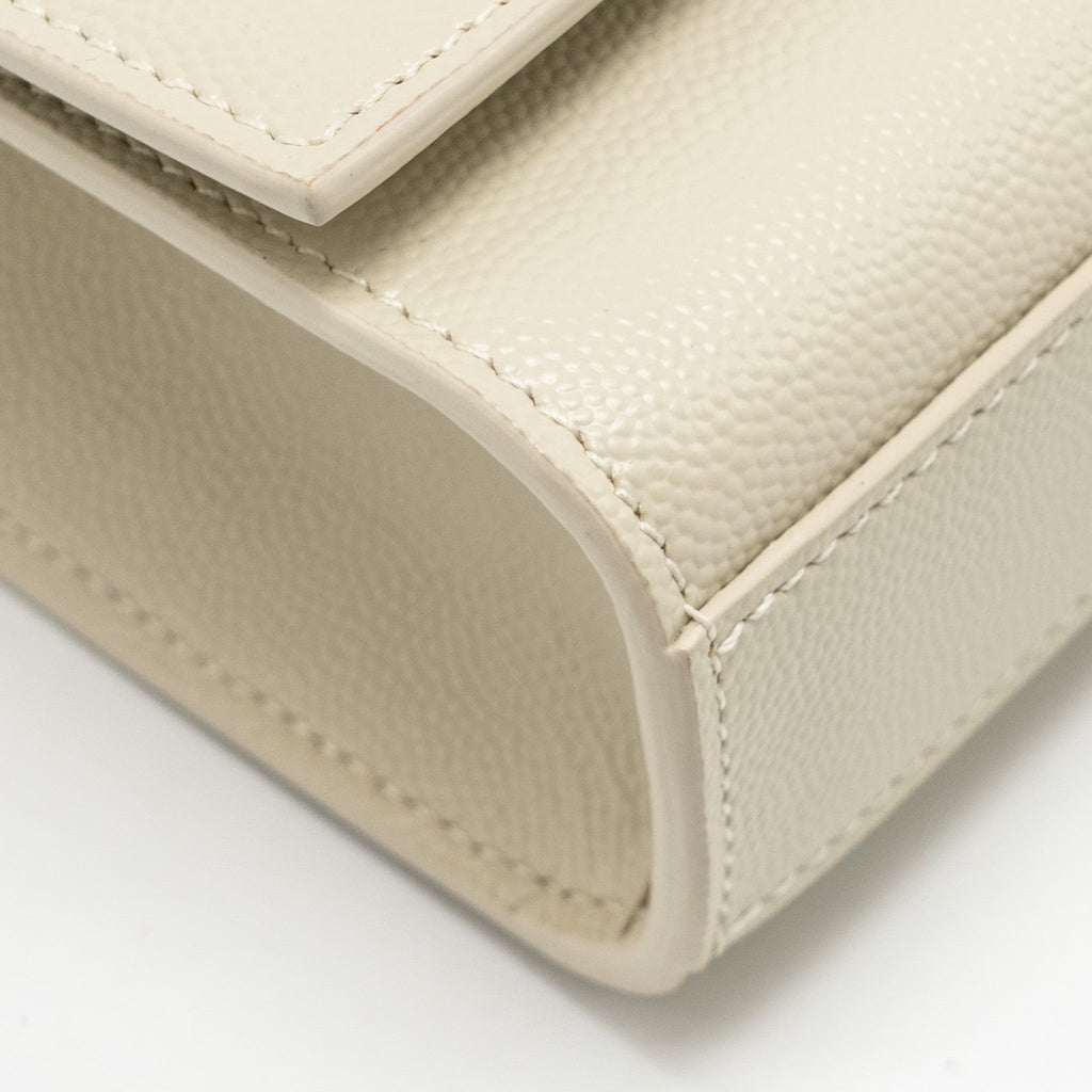 SAINT LAURENT/YSL MEDIUM KATE BAG GRAINED CALFSKIN WHITE GHW