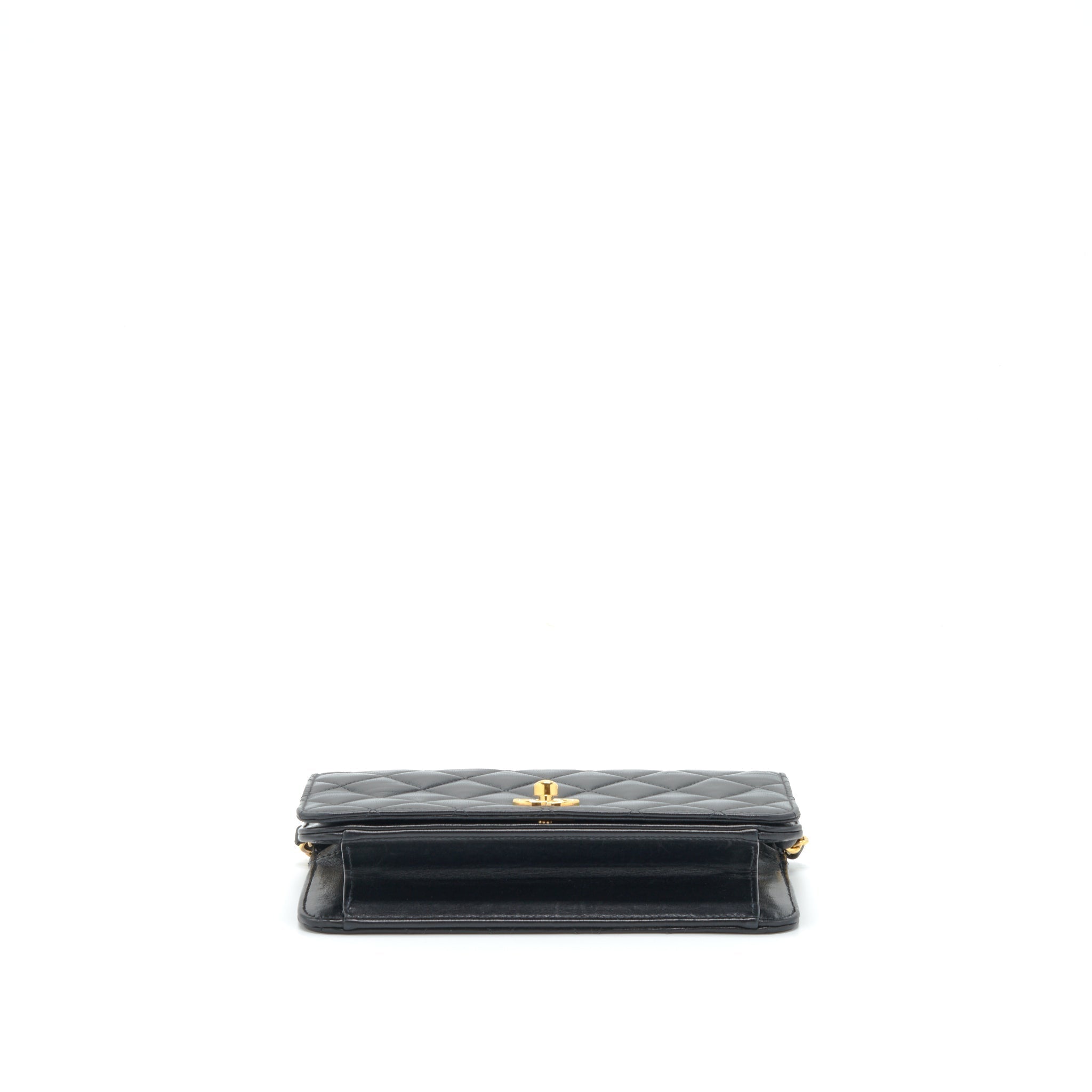 CHANEL VINTAGE QUILTED MINI FLAP BAG WITH CHAIN LAMBSKIN BLACK GHW