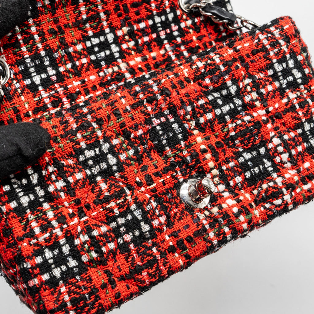 CHANEL MINI RECTANGULAR FLAP BAG TWEED RED / BLACK MULTICOLOUR SHW