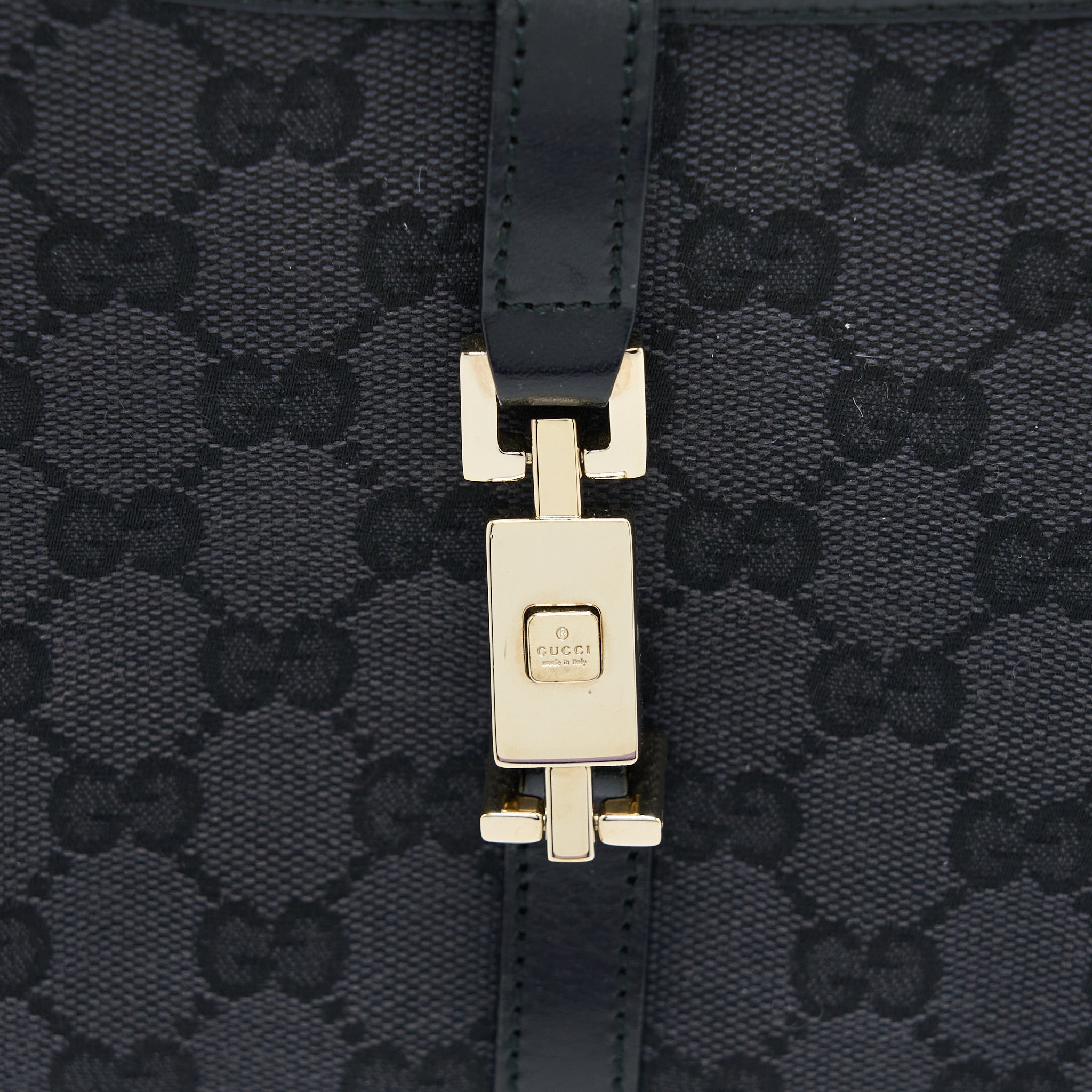 GUCCI VINTAGE JACKIE BAG GG PRINTED CANVAS BLACK GHW