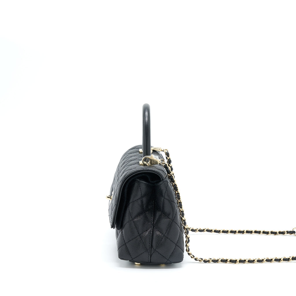 CHANEL SMALL COCO HANDLE CAVIAR BLACK LGHW (MICROCHIP)