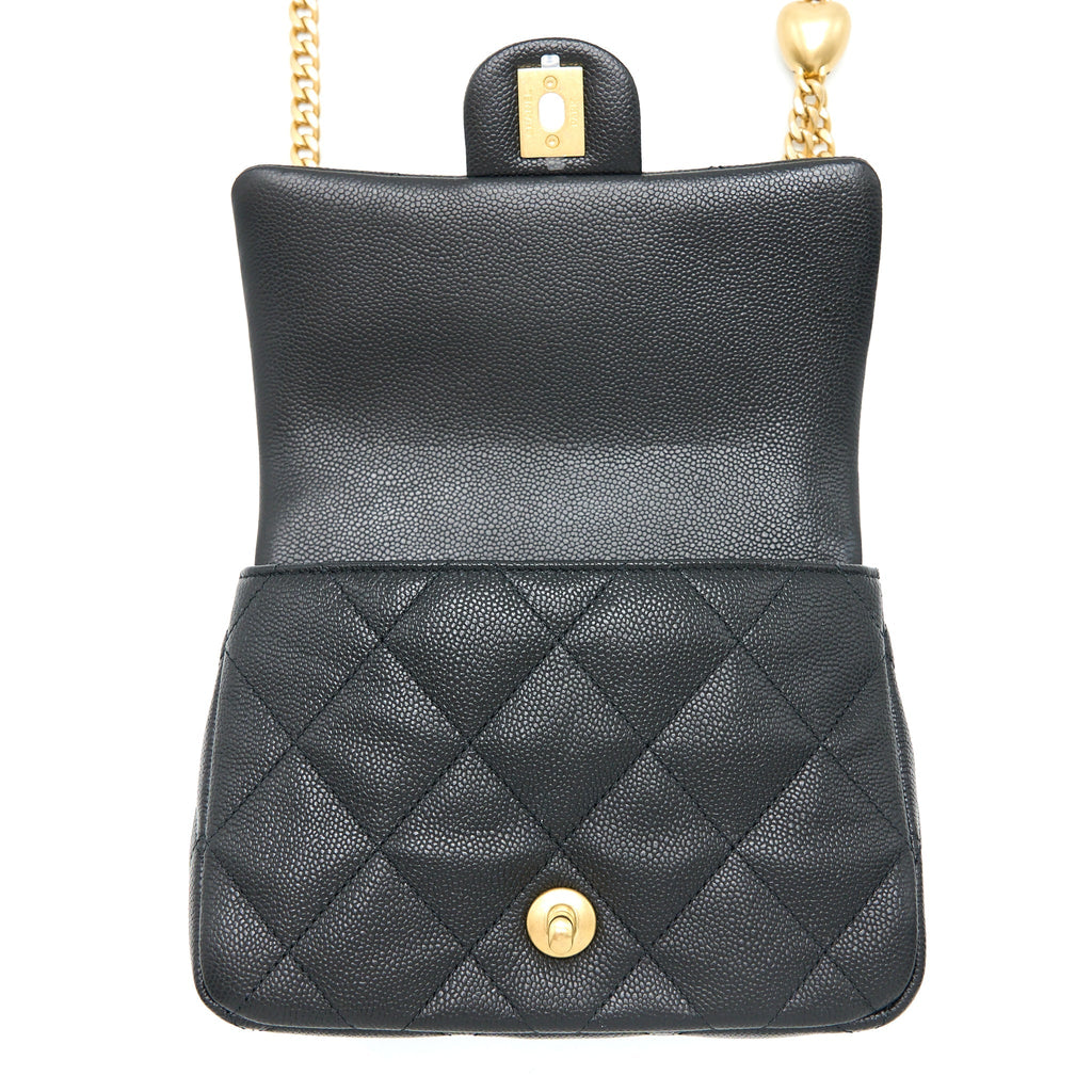 CHANEL 23P COCO LOVE FLAP BAG CAVIAR BLACK GHW (MICROCHIP)