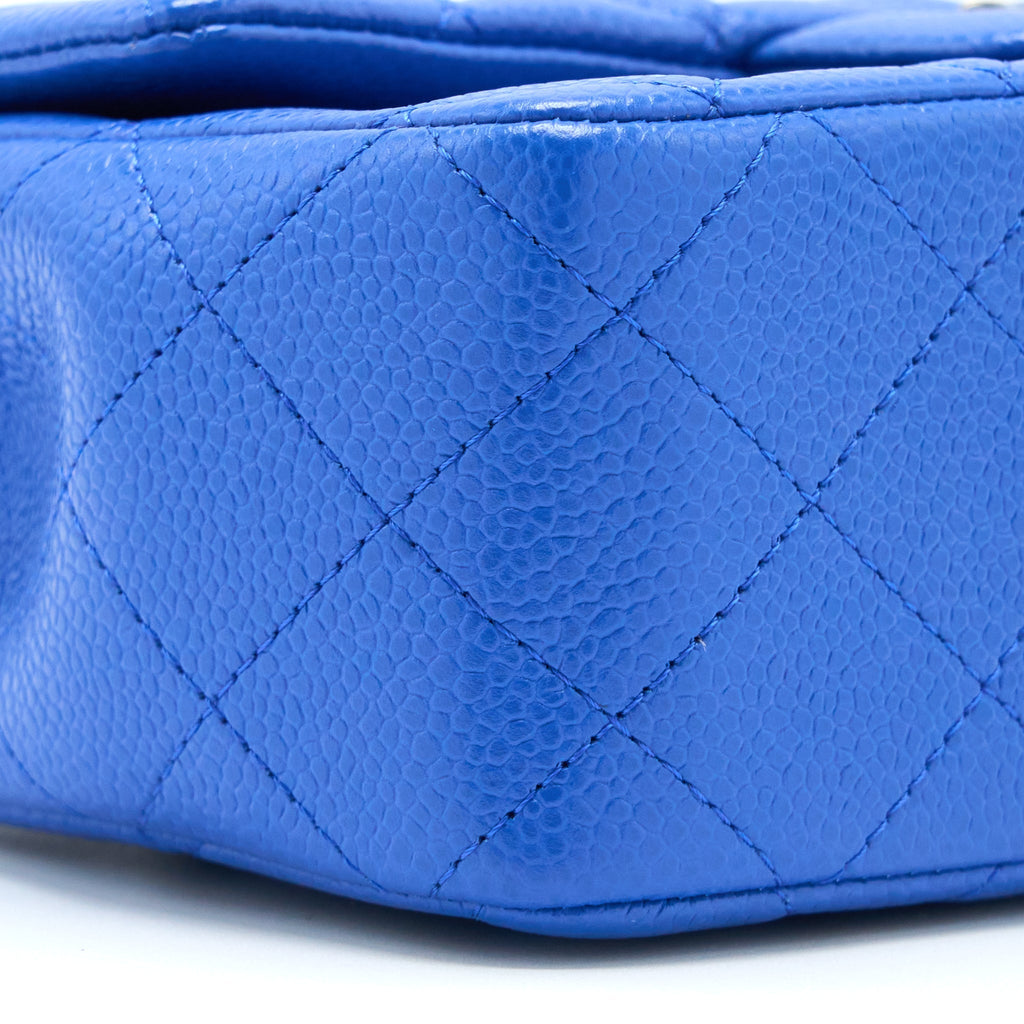 CHANEL MINI RECTANGULAR FLAP BAG CAVIAR BLUE RUTHENIUM HARDWARE