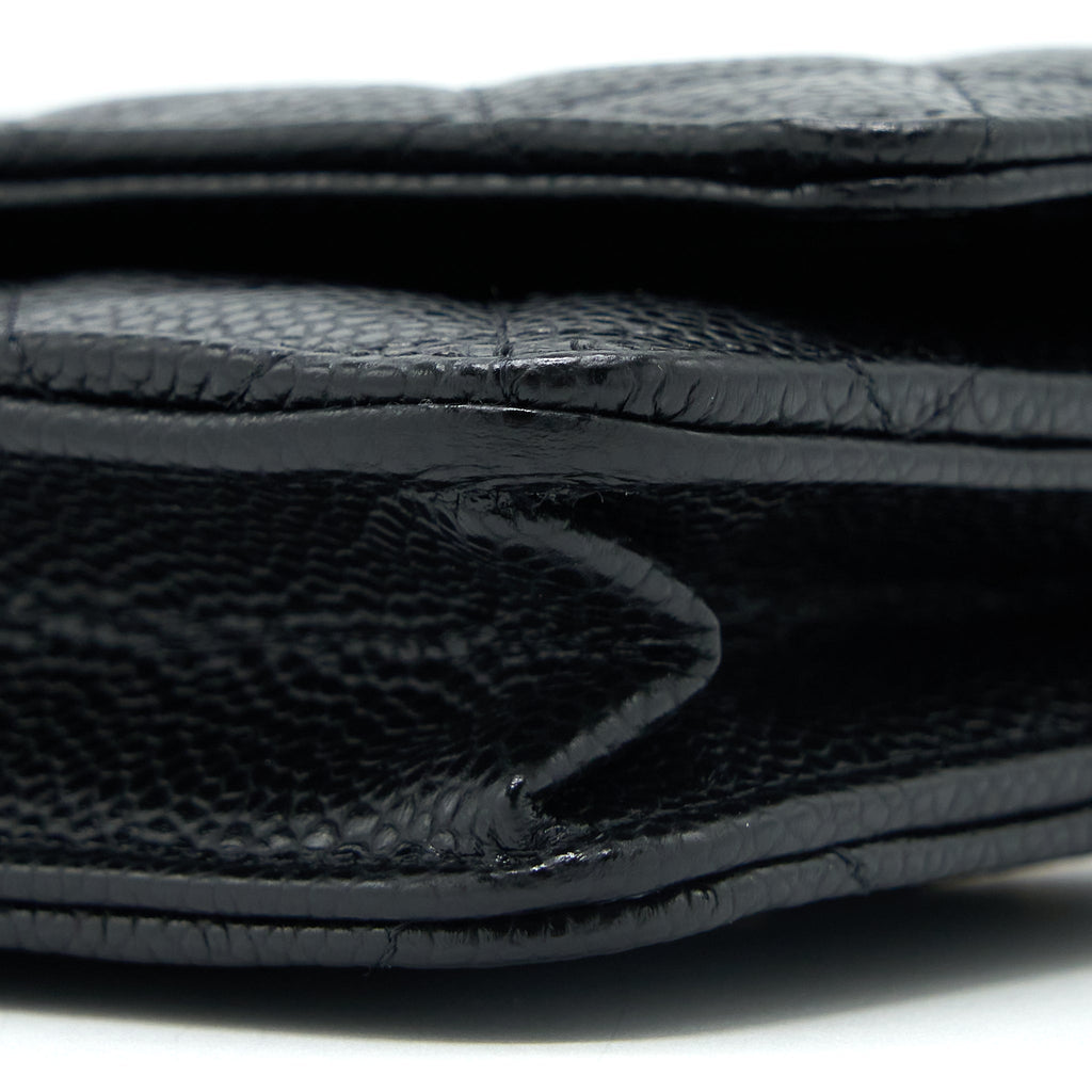 CHANEL CLASSIC WALLET ON CHAIN CAVIAR BLACK GHW( MICROCHIP)