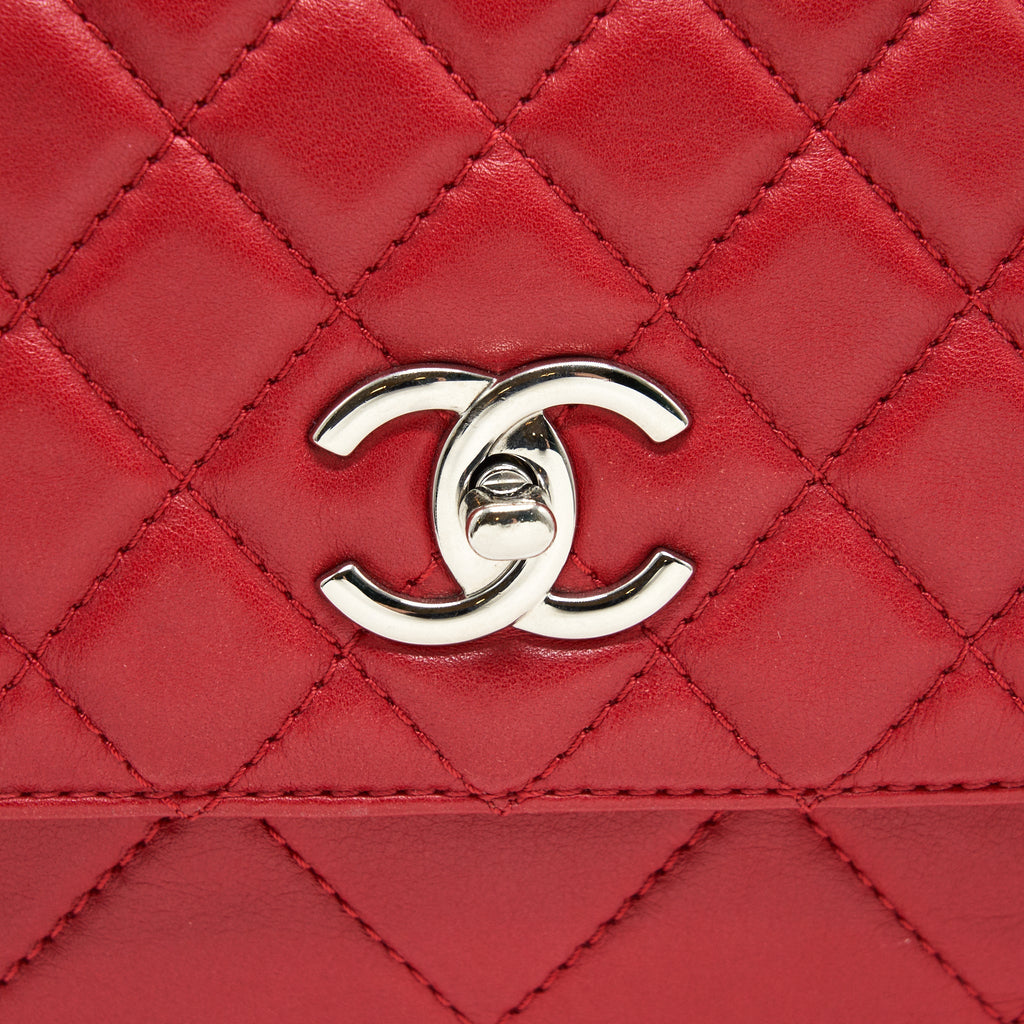 CHANEL QUILTED LARGE FLAP LEATHER BAG WITH CHAIN RED SHW