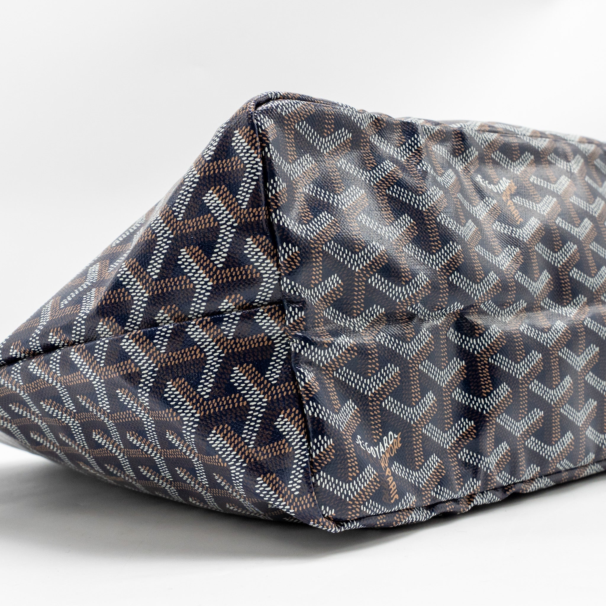 GOYARD SAINT LOUIS PM TOTE GOYARDINE CANVAS/CALFSKIN NAVY BLUE SHW