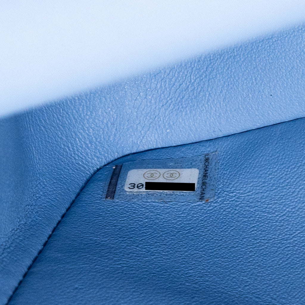 CHANEL MEDIUM CLASSIC DOUBLE FLAP BAG LAMBSKIN LIGHT BLUE LGHW