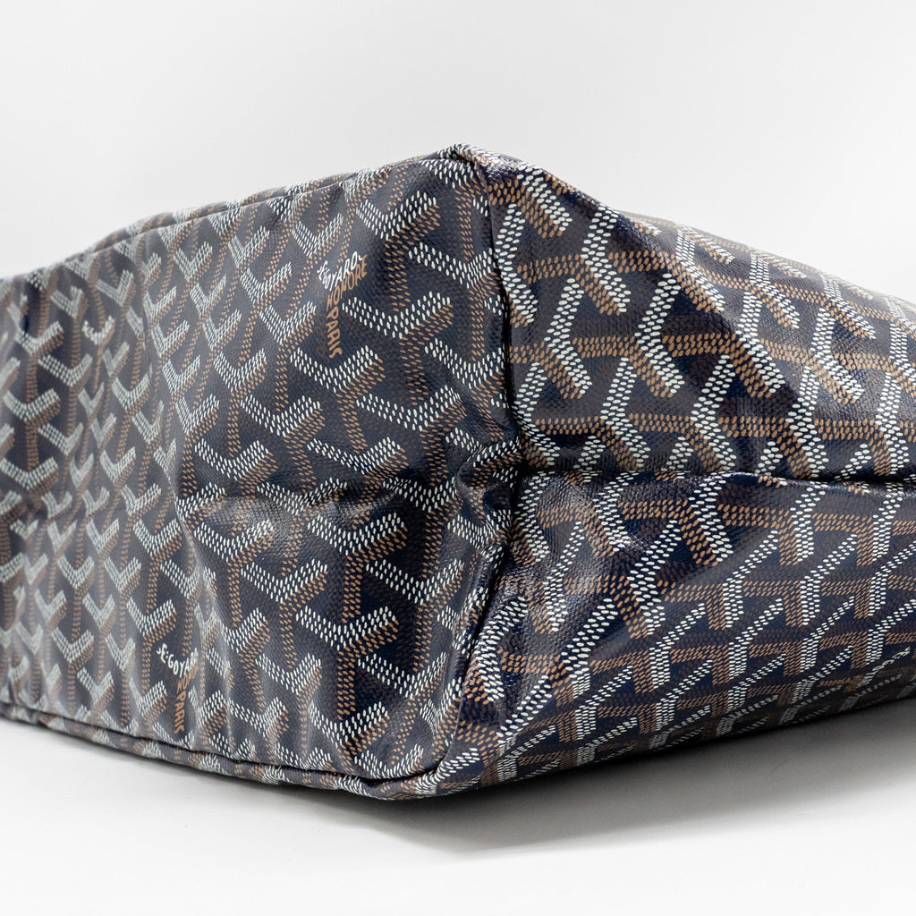 GOYARD SAINT LOUIS PM TOTE GOYARDINE CANVAS/CALFSKIN NAVY BLUE SHW