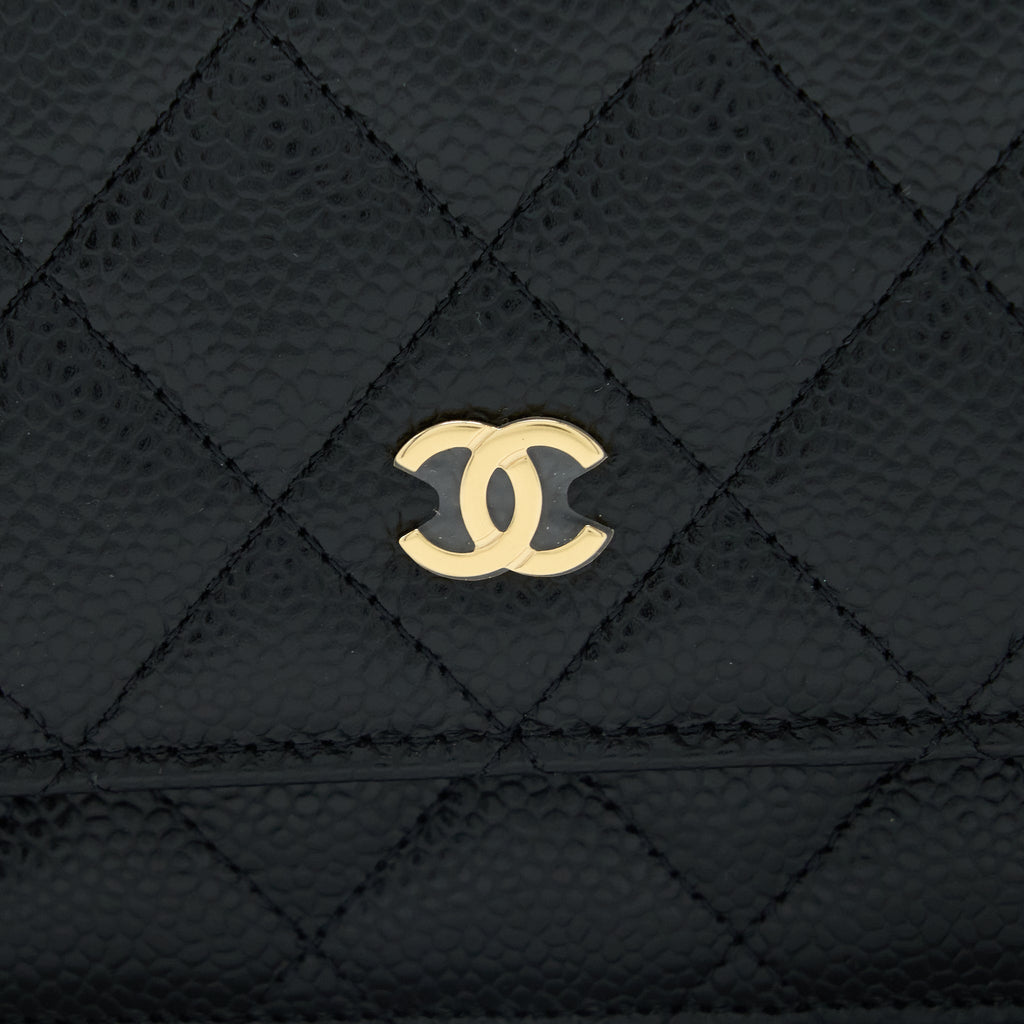 CHANEL CLASSIC WALLET ON CHAIN CAVIAR BLACK GHW( MICROCHIP)