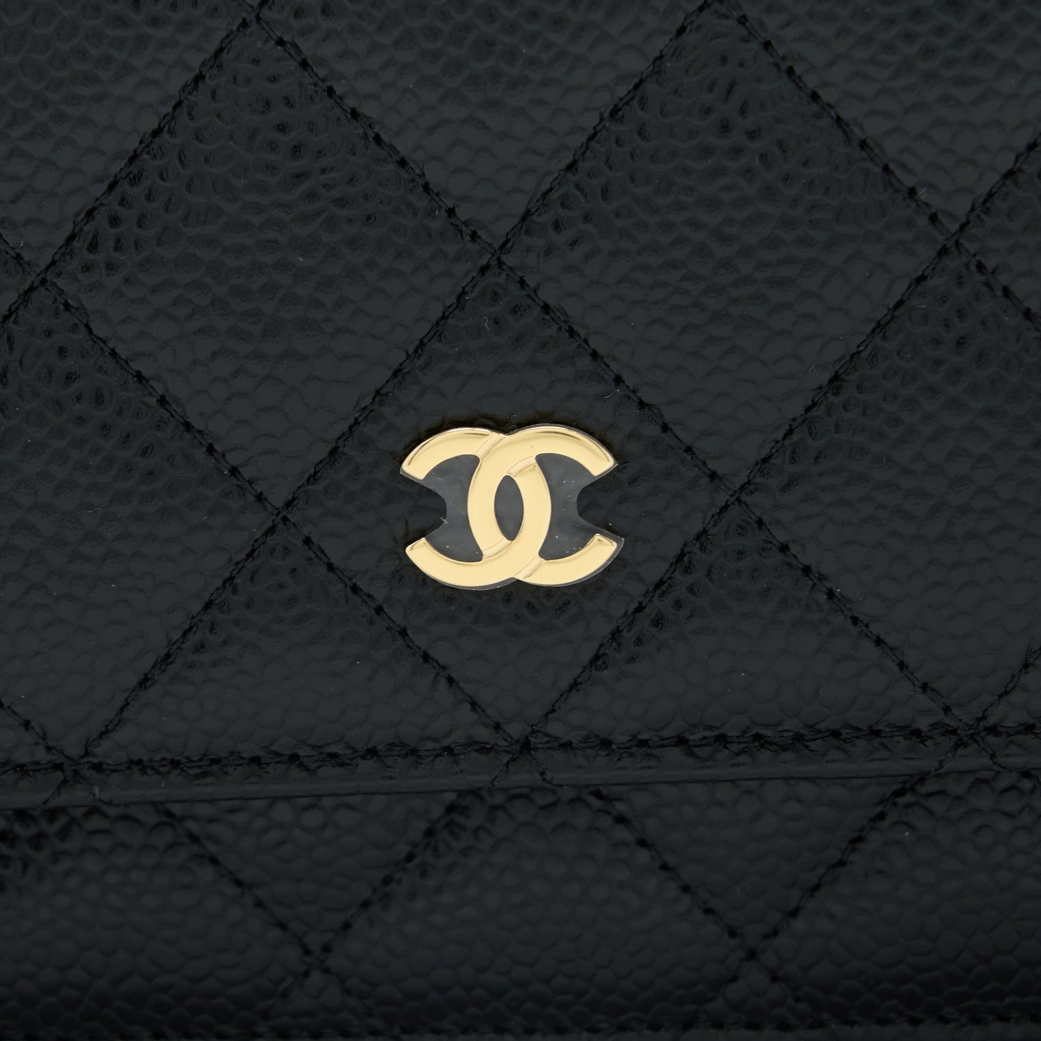 CHANEL CLASSIC WALLET ON CHAIN CAVIAR BLACK GHW( MICROCHIP)