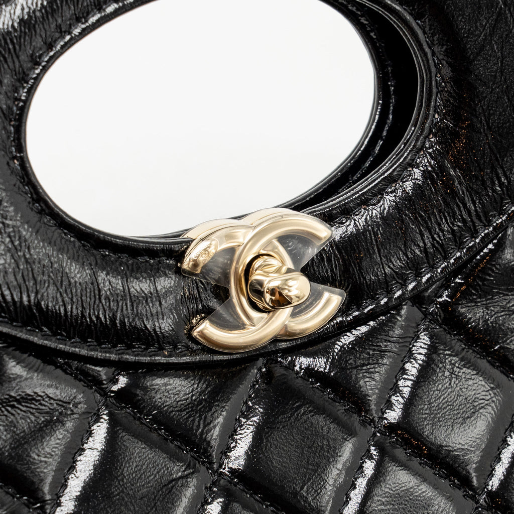 CHANEL MINI 31 BAG SHINY LAMBSKIN BLACK LGHW (MICROCHIP)