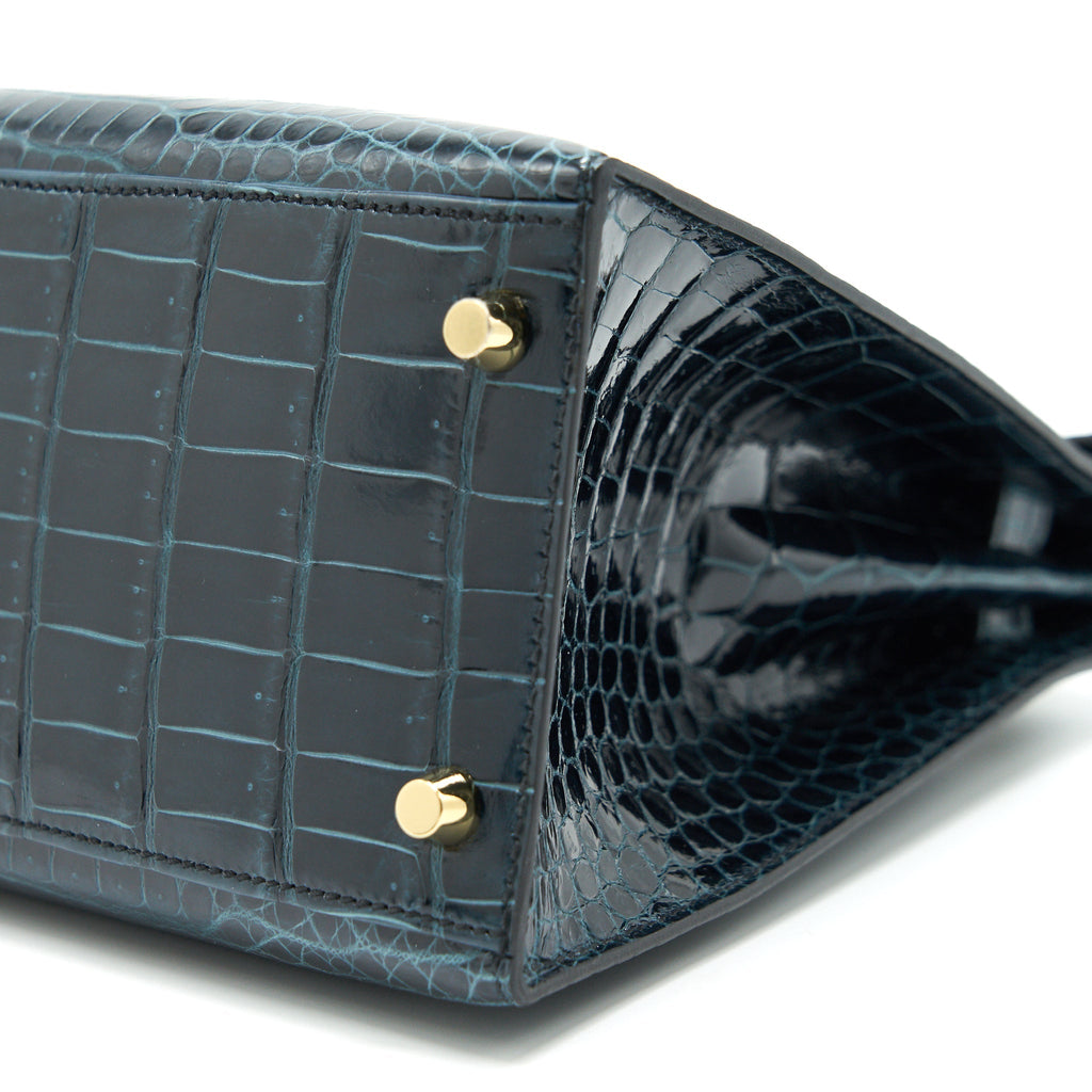 HERMES KELLY28 ALLIGATOR VERT ROSSEAU GHW