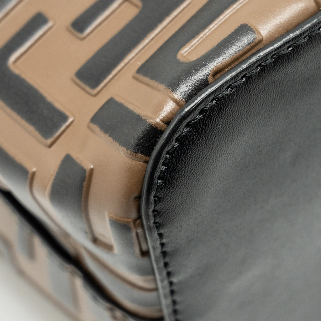 FENDI MINI MON TRESOR BUCKET BAG CALFSKIN BROWN/BLACK GHW
