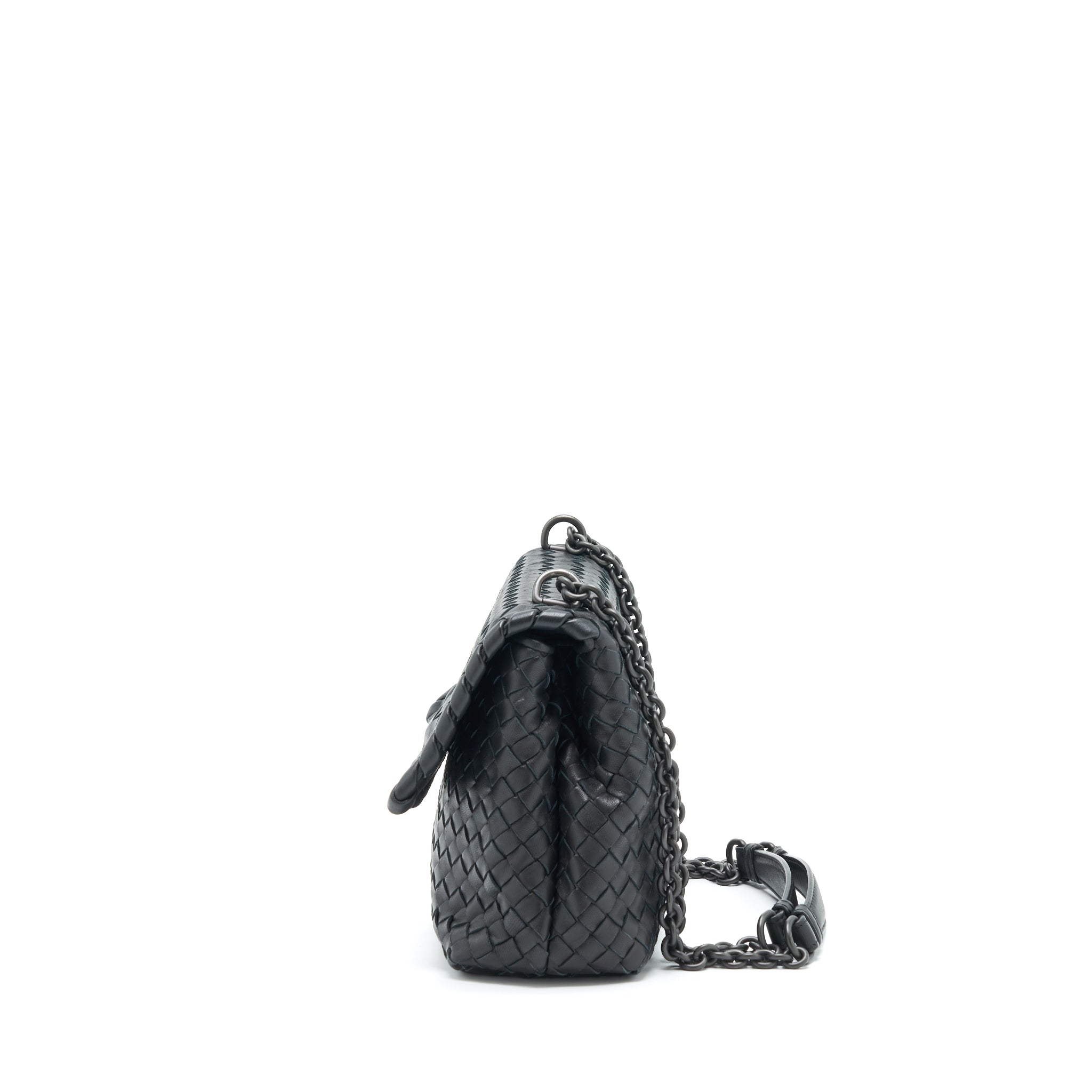 BOTTEGA VENETA OLYMPIA BAG BLACK WITH BLACK HARDWARE