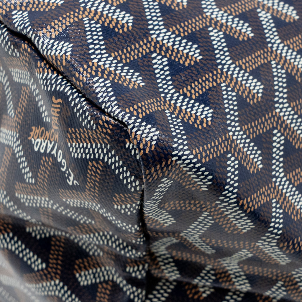 GOYARD SAINT LOUIS PM TOTE GOYARDINE CANVAS/CALFSKIN NAVY BLUE SHW