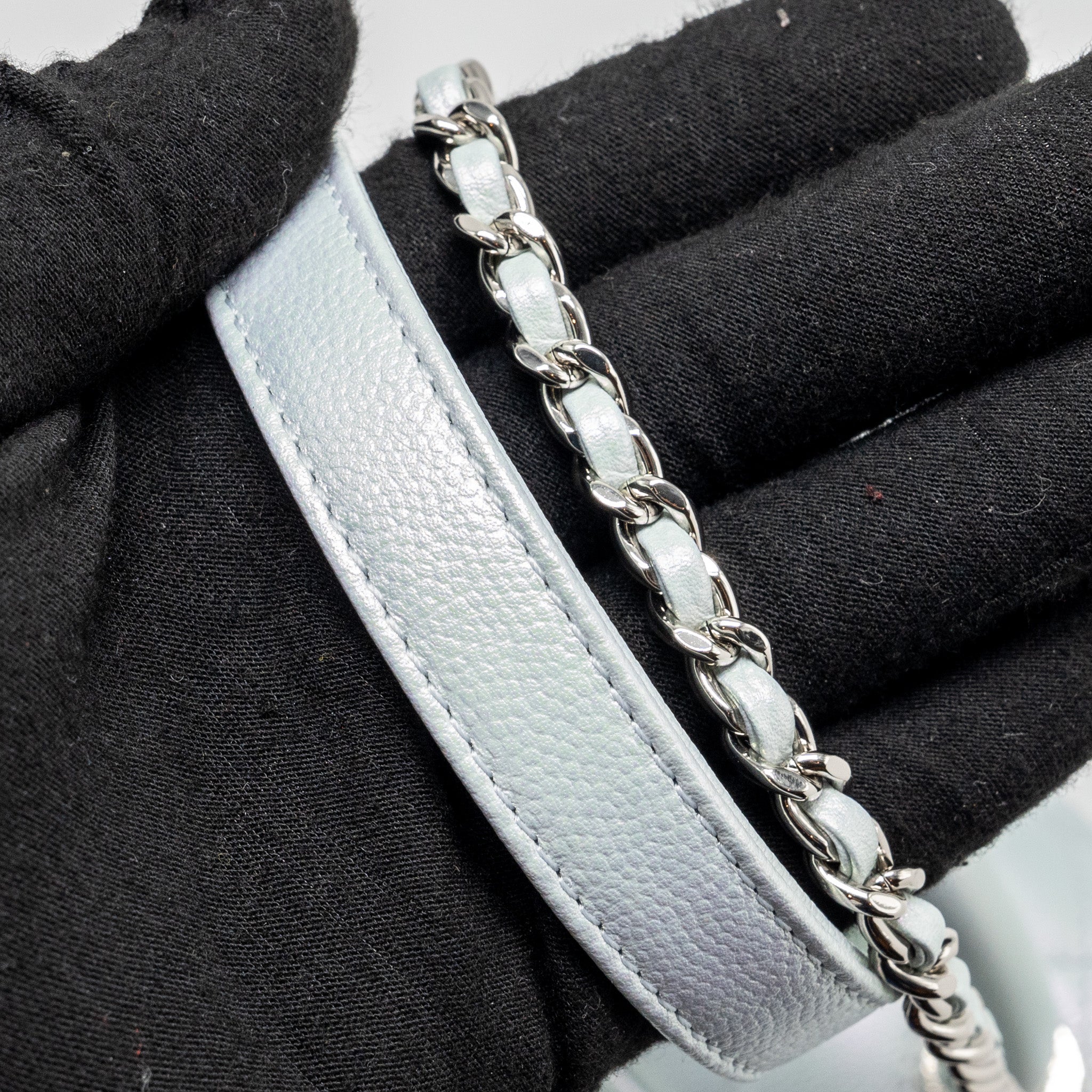 CHANEL SMALL COCO HANDLE CAVIAR IRIDESCENT LIGHT BLUE MULTICOLOUR HARDWARE (MICROCHIP)