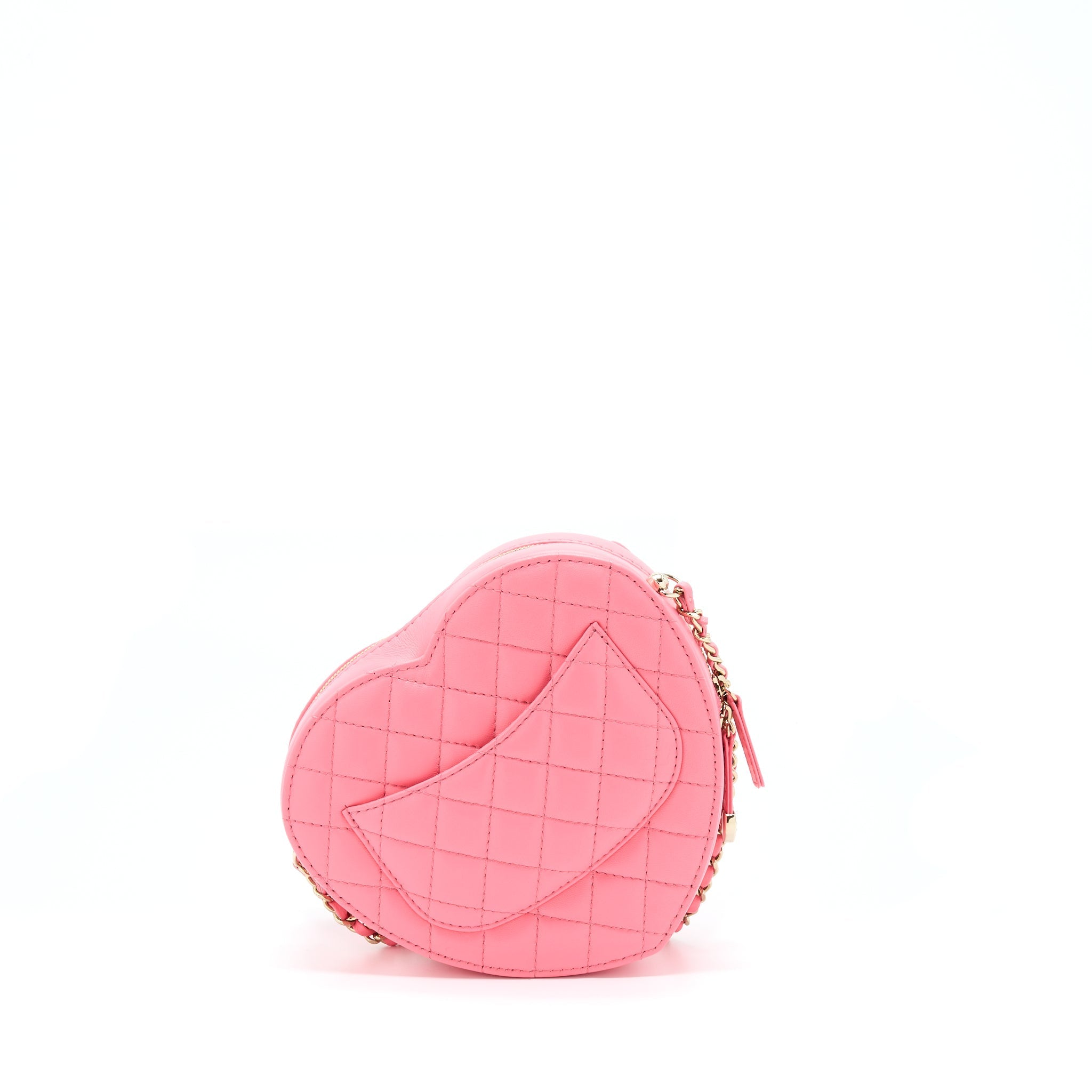 CHANEL 22S HEART BAG LAMBSKIN PINK LGHW (MICROCHIP)