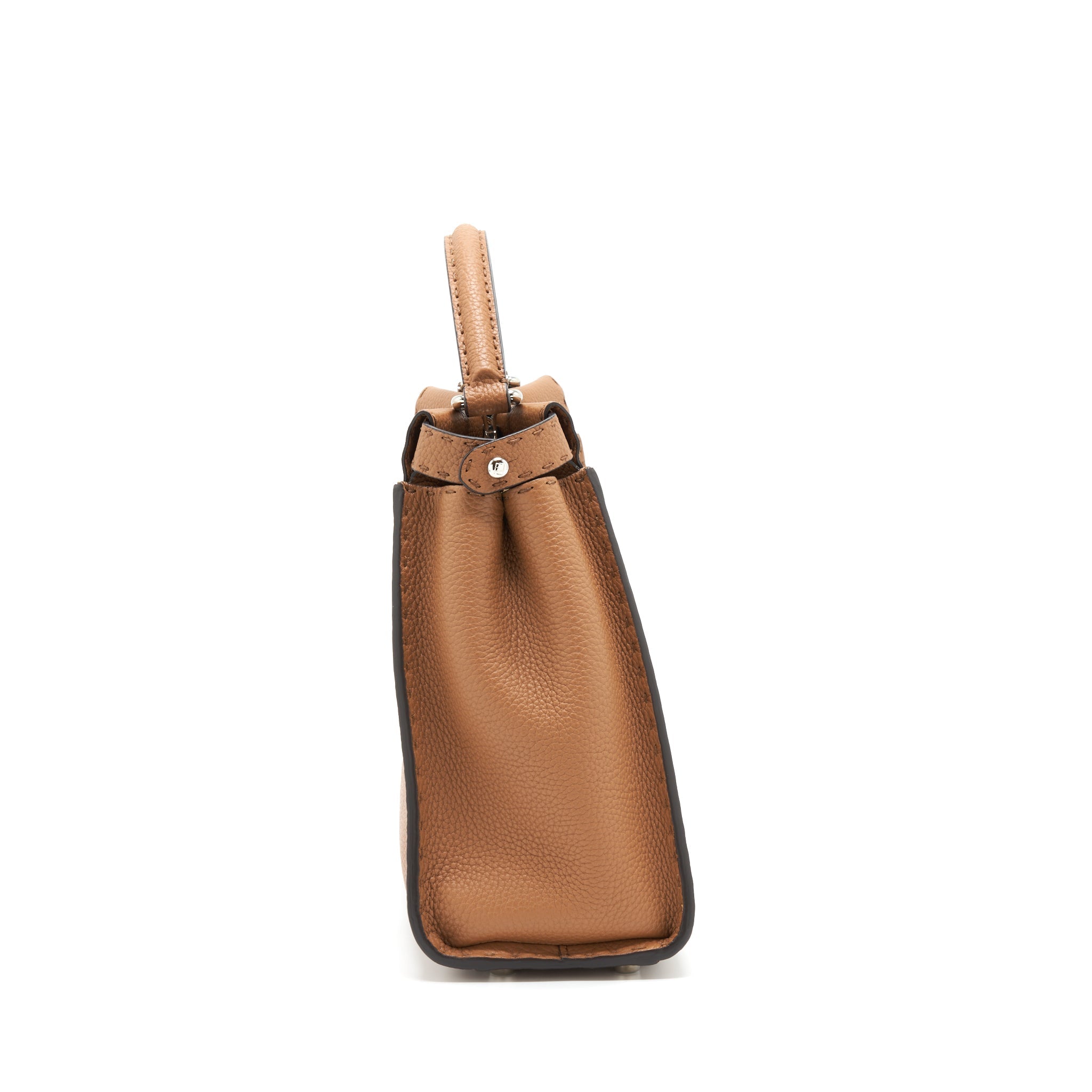 FENDI MEDIUM PEEKABOO TOTE BAG GRAINED CALFSKIN CARAMEL SHW