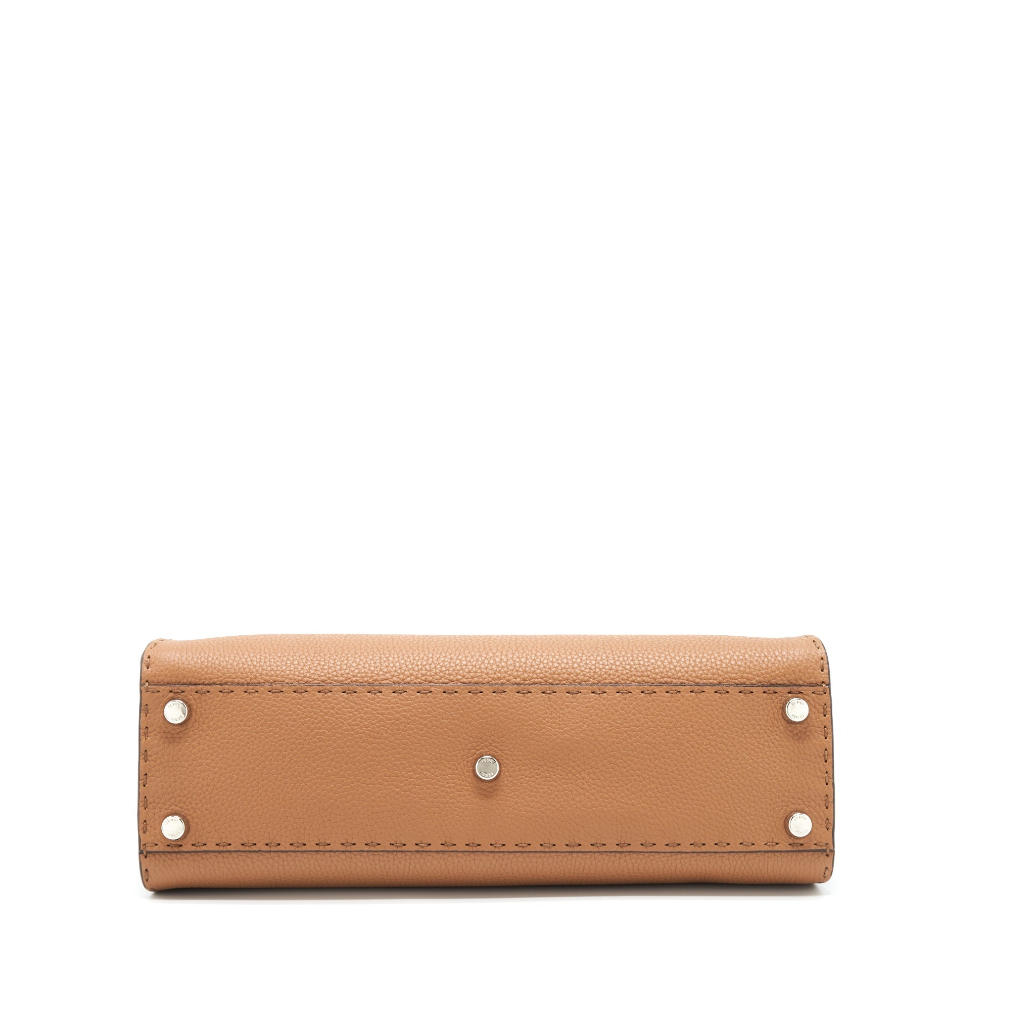 FENDI MEDIUM PEEKABOO TOTE BAG GRAINED CALFSKIN CARAMEL SHW