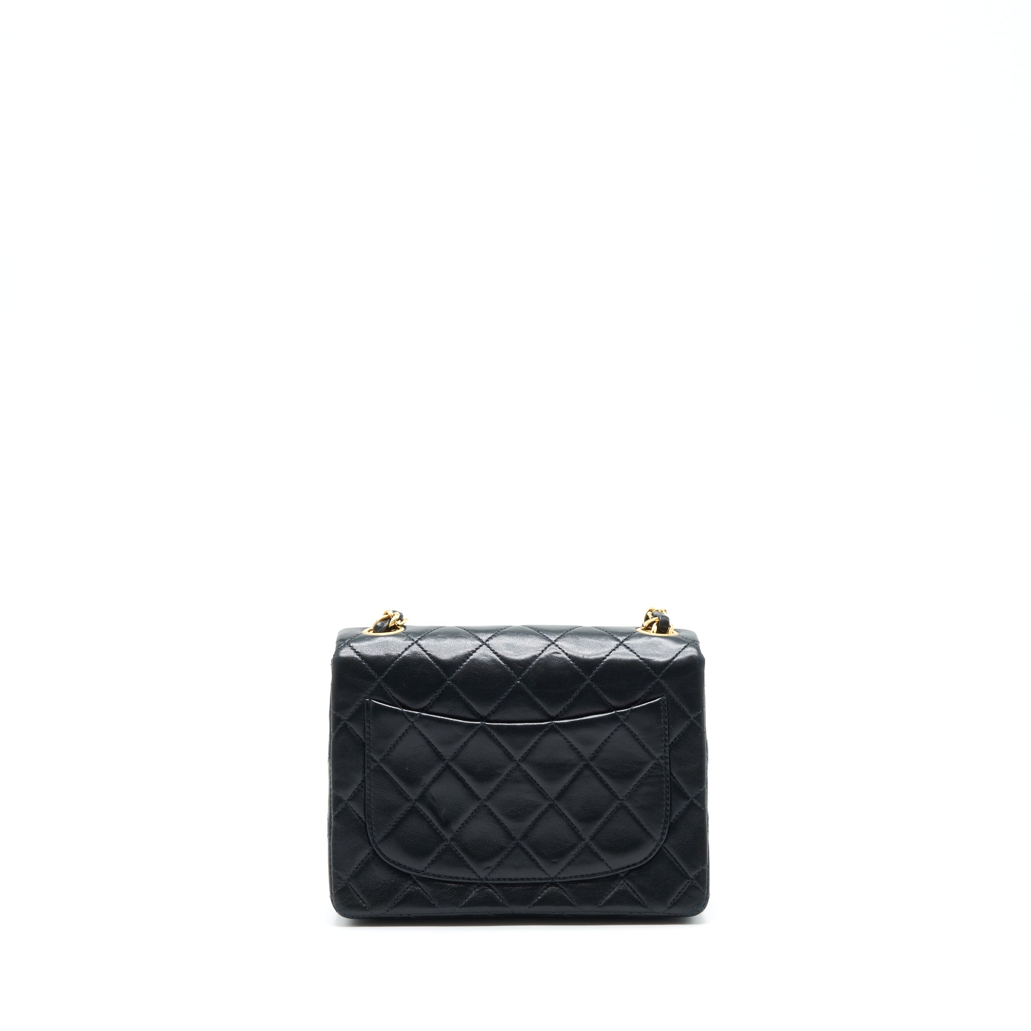 CHANEL VINTAGE MINI SQUARE FLAP BAG LAMBSKIN BLACK GHW
