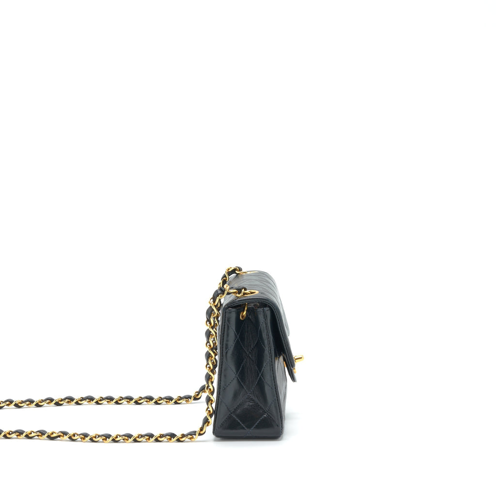 CHANEL VINTAGE MINI SQUARE FLAP BAG LAMBSKIN BLACK GHW