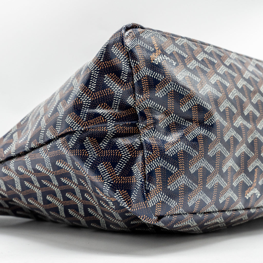 GOYARD BOHEME HOBO BAG GOYARDINE CANVAS/CALFSKIN NAVY SHW